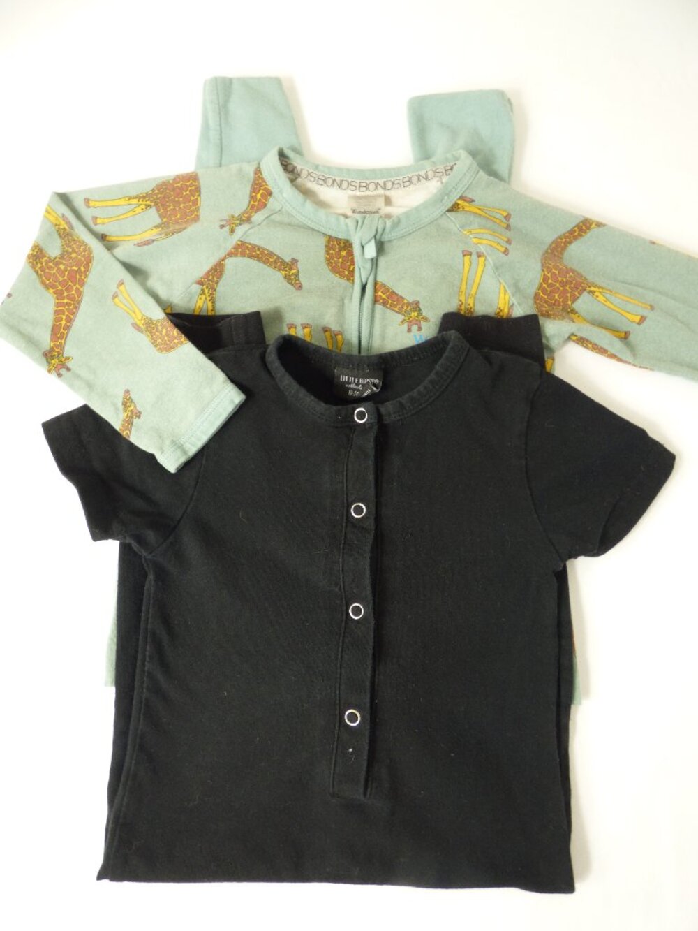 BONDS Giraffe Wondersuit & Little Bipsy Cotton Romper Set, Size 18-24 Months
